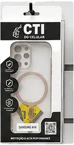Capinha CTI transparente para Samsung A14 na embalagem