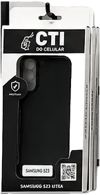 Capinha CTI preta para Samsung S23 na embalagem